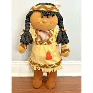Prima Creations Weighted Native American Indian Girl 24" Thanksgiving & Fall EUC